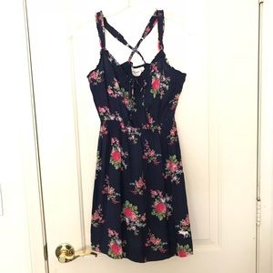 Hollister navy blue with pink floral dress